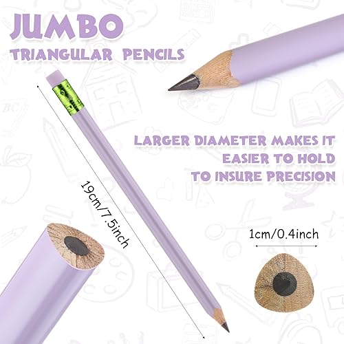 Miniatura 2 de 48 lápices jumbo y 3 sacapuntas, lápices grandes, lápices gruesos, lápices grandes para niños, principiantes, preescolares, jardín de infantes,