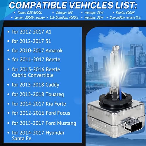 Miniatura 6 de SOCAL-LED LIGHTING Bombillas HID de xenón D8S 35W para faros delanteros, 6000 K, cristal blanco - 66548 66549 12411C1 OEM de repuesto directo de haz