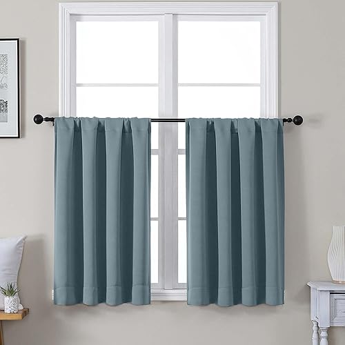 Miniatura 109 de Gwine - Cortinas opacas negras para dormitorio de 84 pulgadas de largo, juego de 2 paneles, cortinas sólidas reductoras de ruido con aislamiento