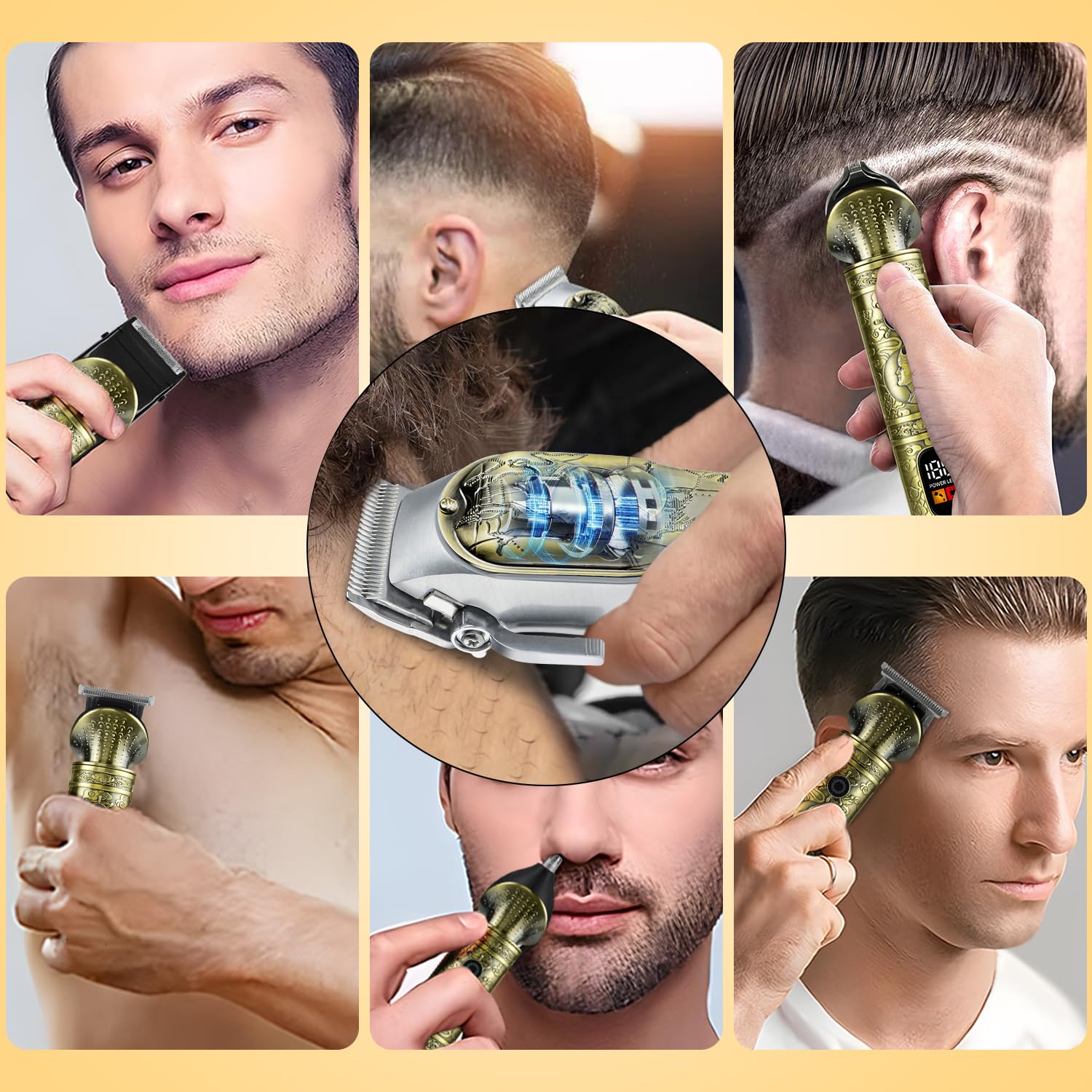 Tagliacapelli Uomo Professionale Rasoio Elettrico Barba Regolabarba Uomo Macchinetta Per Capelli Impermeabile Tagliapeli Tagliabarba Trimmer Regola Barba Professionale Con Display a LED