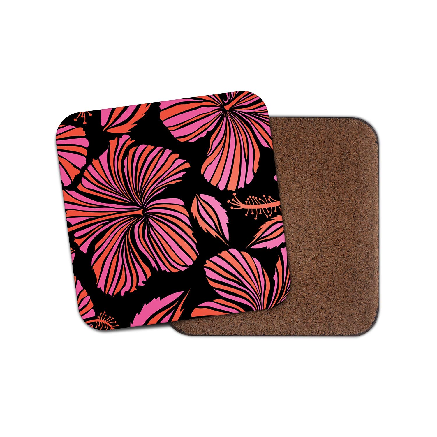 Destinationvinyl Multicolor 1 X Funky Pink Hibiscus Flowers Coaster - Mum Sister Hawaii Tropical #8785