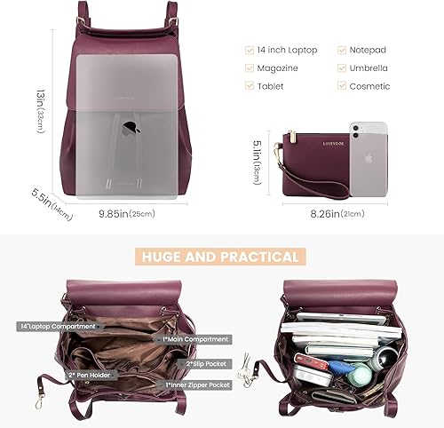 Miniatura 3 de LOVEVOOK Mochilas para mujer, bolsa de mano convertibles de piel sintética, bolsos de mano de moda