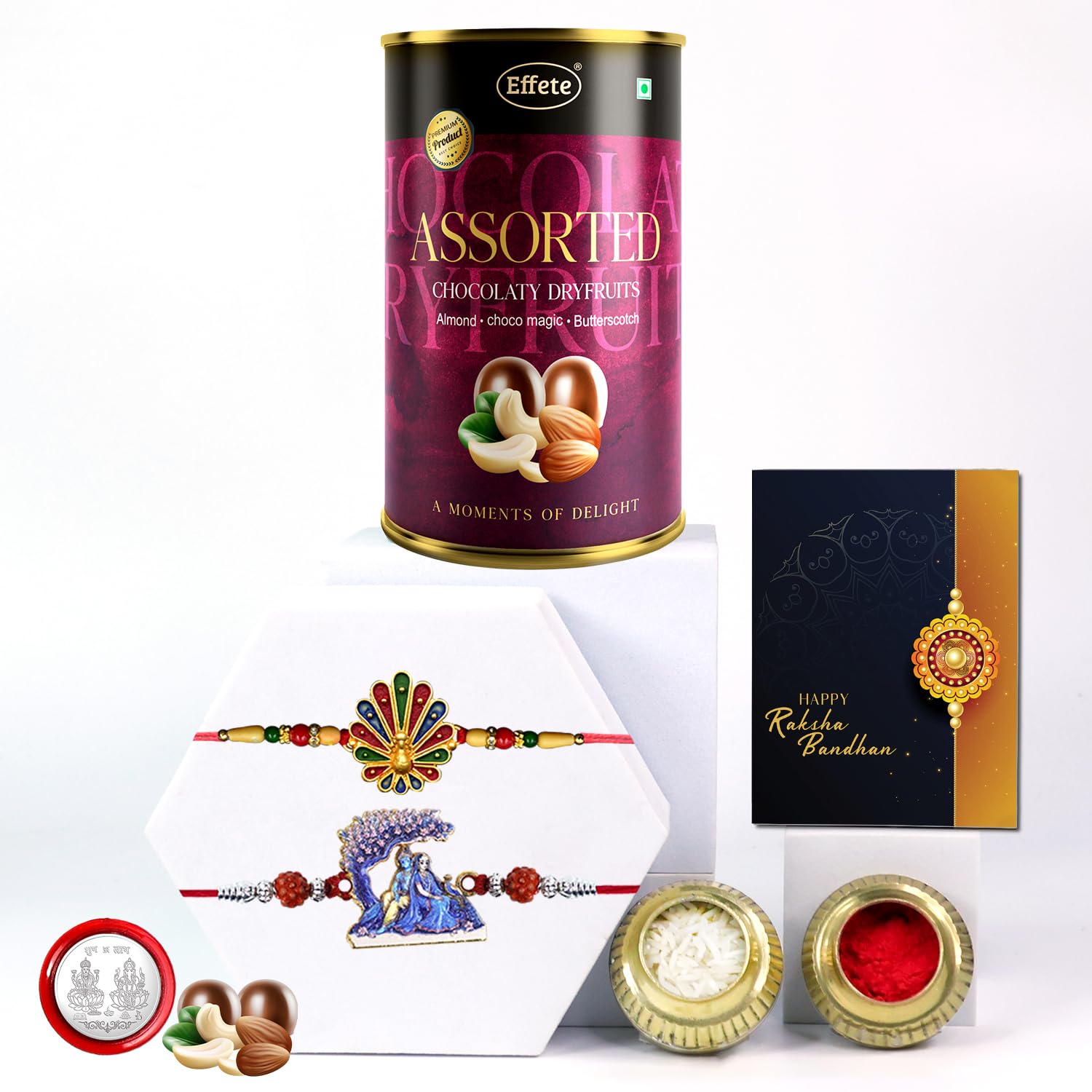 DeoDap Rakhi (K2_315+316_AS) & Assorted Chocolate Dryfruits 96gm| Rakhi for brother with gift | handmade rakhi |rakhi combo for brother | stylish rakhi for brother | Set of 2 Rakhi |-image-31