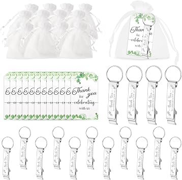 OurWarm 50 Sets Wedding Favors for Guests Bottle Opener Keychains withThank You Cards and Organza Bags, Wedding Party Favors Souvenirs Gifts for Recuerdos Para Boda Bridal Shower Engagement