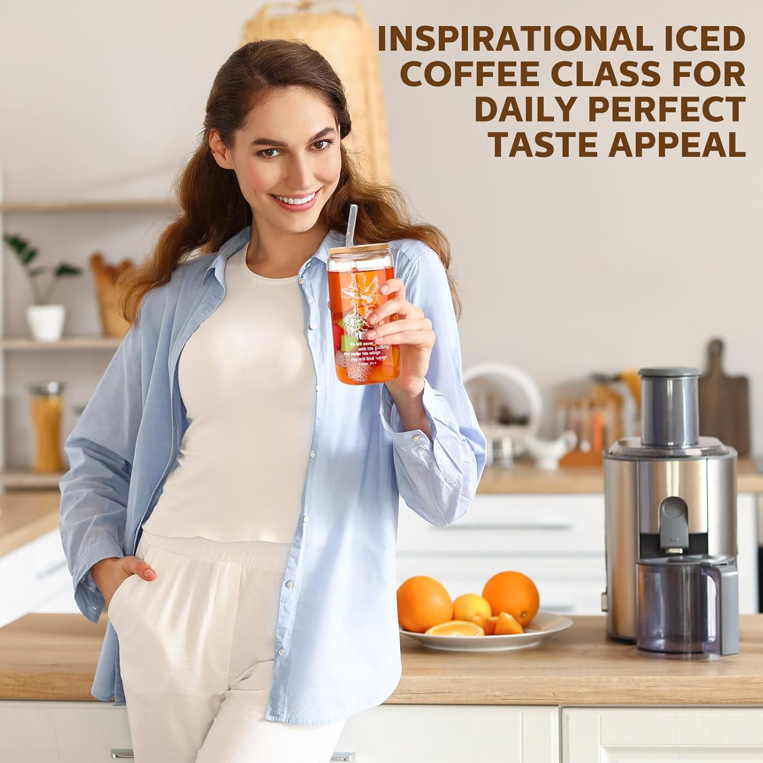 12 Pcs Christian Gifts for Women Faith Church Favor Religious 16 oz Drinking Jars Inspirational Spiritual Glass Cups with Bamboo Lids and Straws for Birthday - Image 5