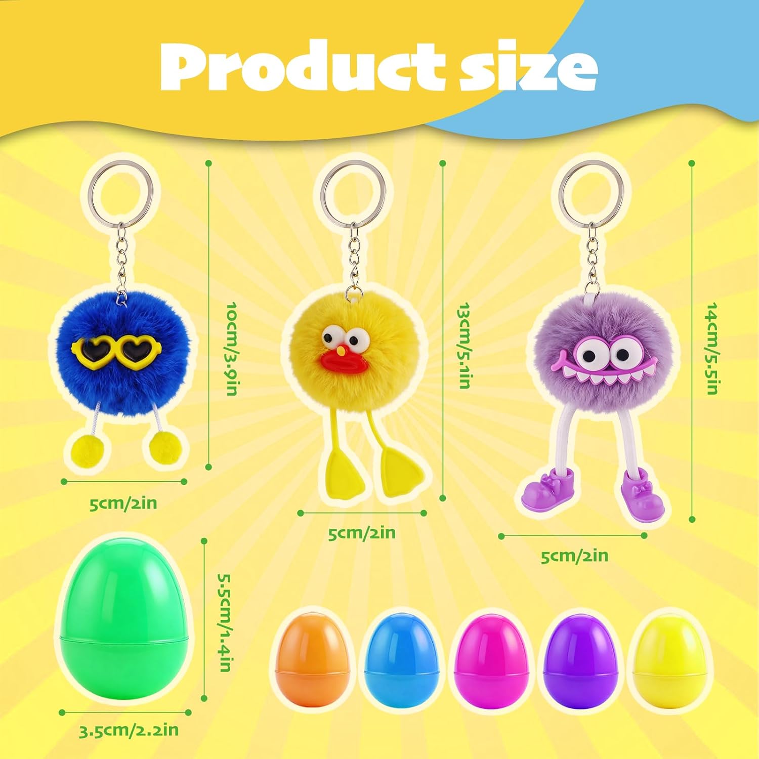 12 PCS PreFilled Easter Eggs with Plush Toys Keychain Decoration Stuffed Toy Great for Kids Boys Girls Easter Basket Stuffers Party Favors Easter Egg Fillers Hunt for Easter Egg Hunt Prizes