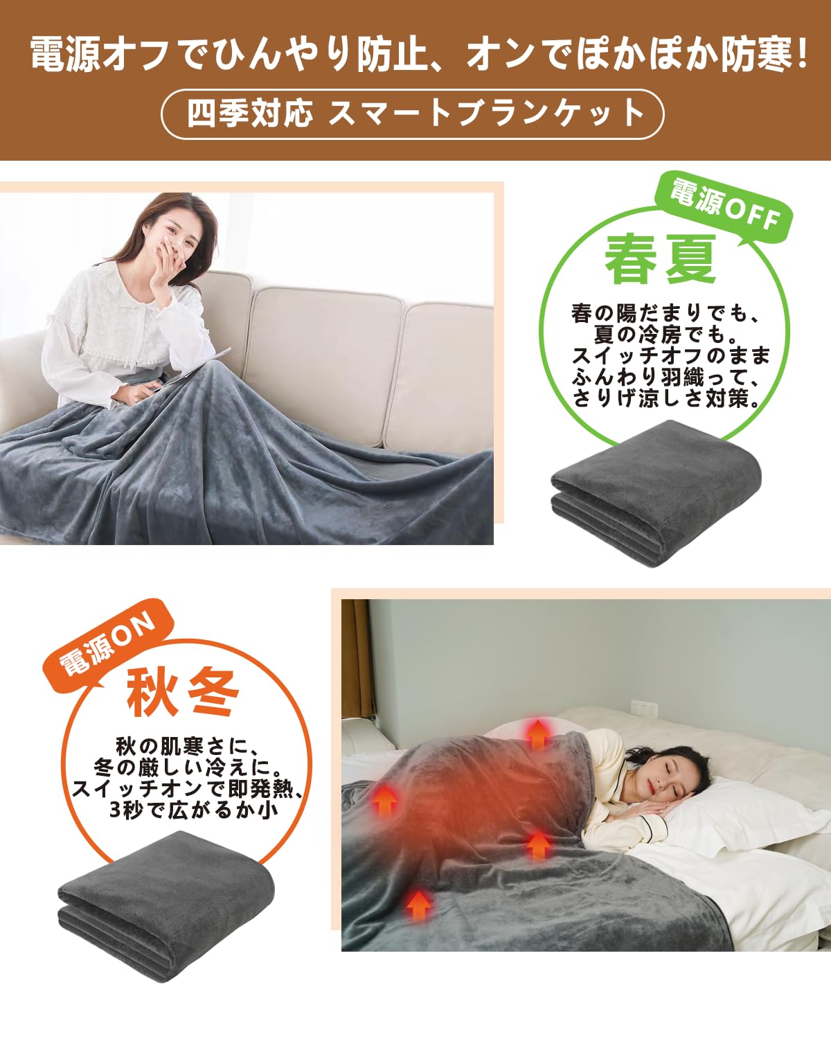 Amazon.co.jp : 電気毛布 掛け ひざ掛け 電気ブランケット 【6in1・3