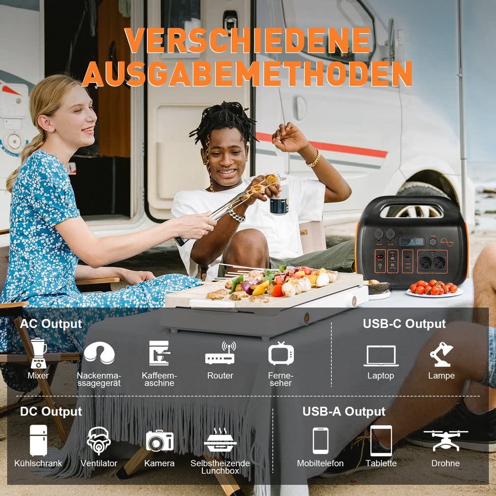 Generador solar 1000WH Estación de energía portátil 230V/1048W Fuente de alimentación móvil con pantalla LCD para vehículos recreativos, viajes en automóvil, actividades al aire libre como campame
