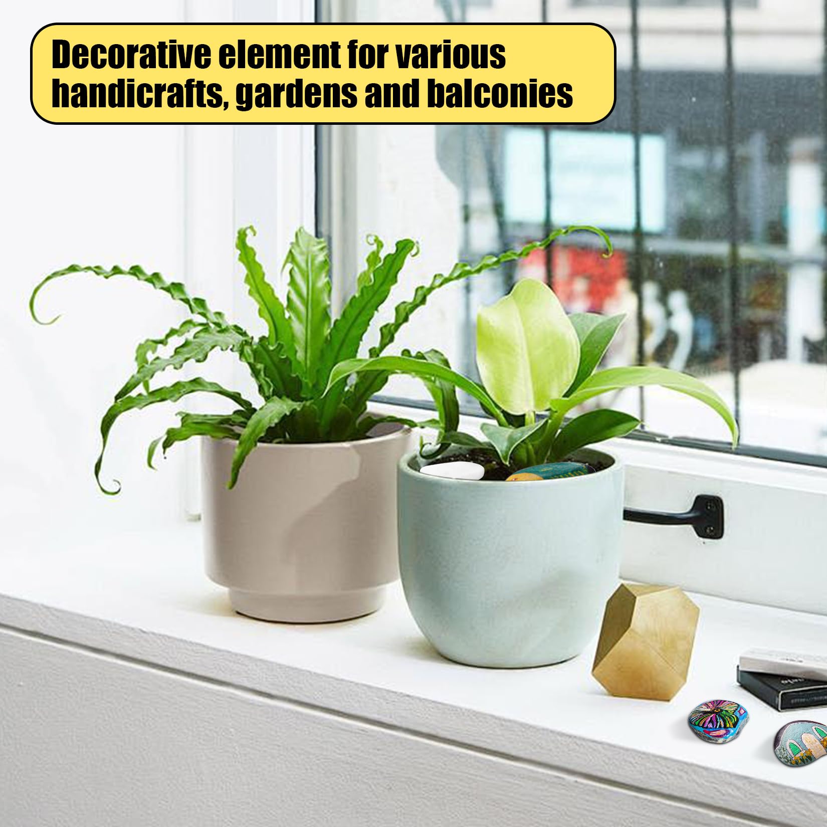 Pierres à Peindre 5-8 cm, Galets Décoratifs Blancs pour Jardin, Vase, Aquarium DIY