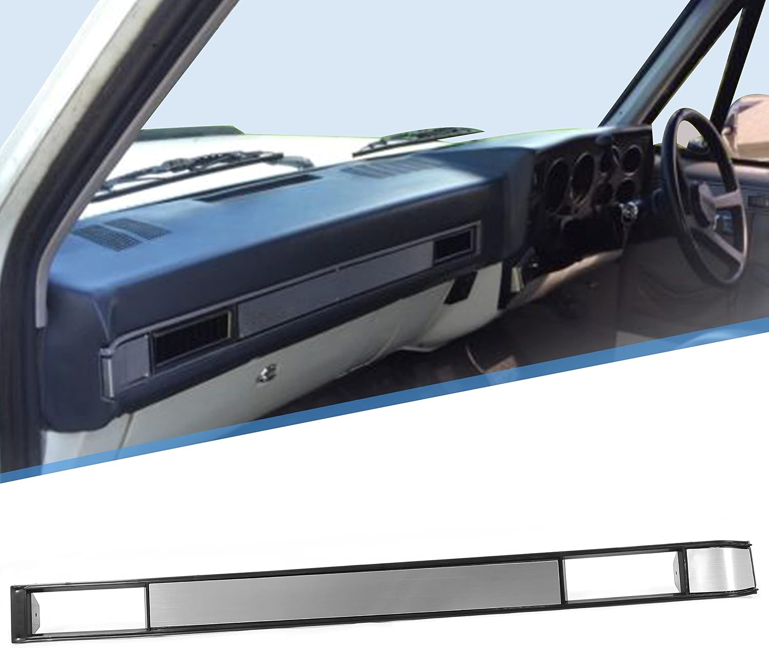 KUAFU Dash AC Vent Plate Brushed Air Conditioning Vent Cover Compatible with 1981-1987 Silverado pick up 1981-1991 Blazer Suburban Jimmy Silvery