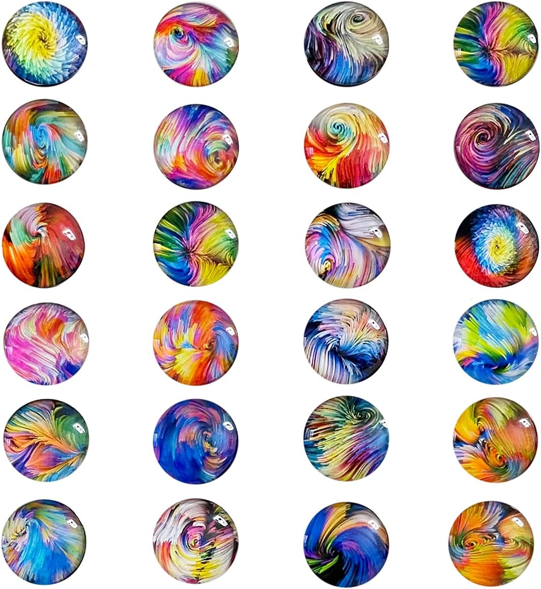 24 Pieces Pretty Glass Refrigerator Magnets, Beautiful Colorful Rotation Fridge Magnets for Office Cabinet Refrigerator Whiteboard Photo
