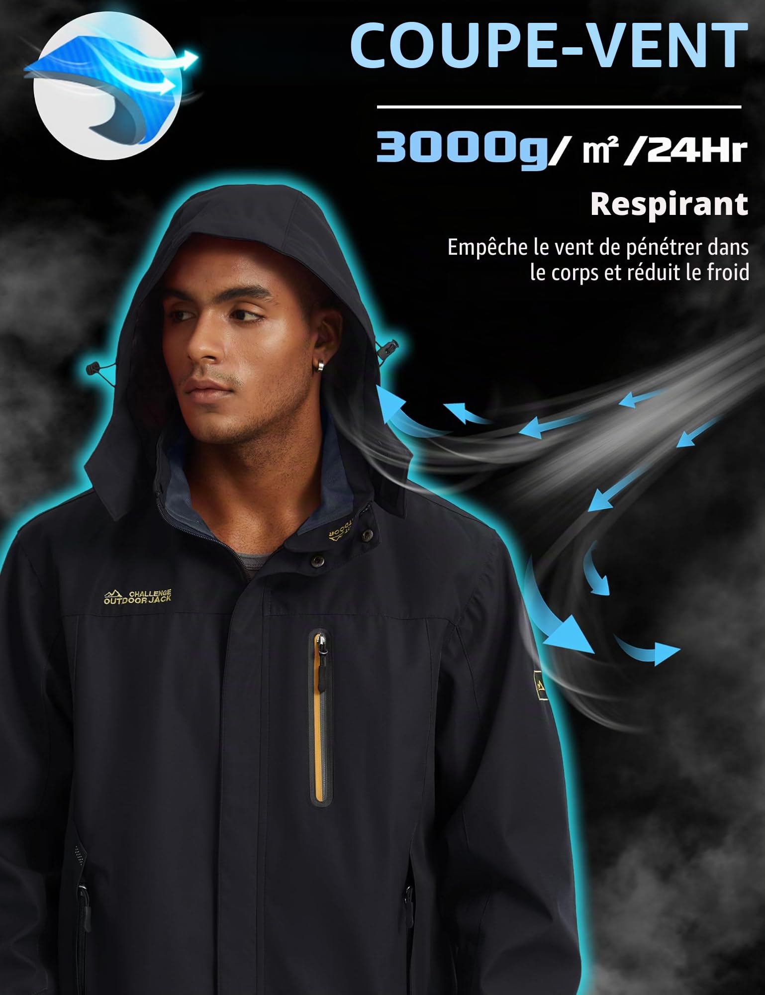 TACVASEN Veste de Randonnée Homme Imperméable Veste D'extérieur Militaire Veste Softshell avec Capuche Amovible