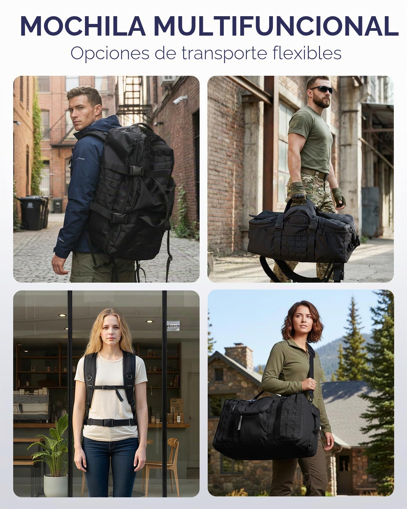 Arxus Mochila Táctica 60L, Grande Bolsa de Viaje y Deporte para Hombre Mujer, 3-en-1 Backpack Bolso de Mano Bolsos Bandolera, Aire Libre Mochila para Senderismo Trekking Camping