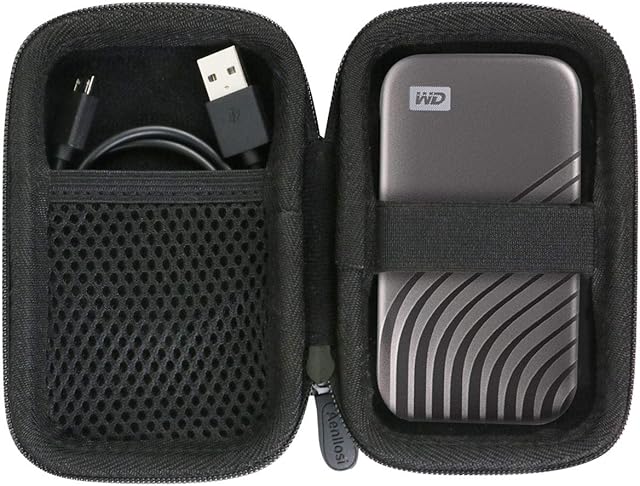 Hard Storage Case for WD My Passport Portable SSD 1TB 2TB 4TB 500GB by Aenllosi (Black,only case)