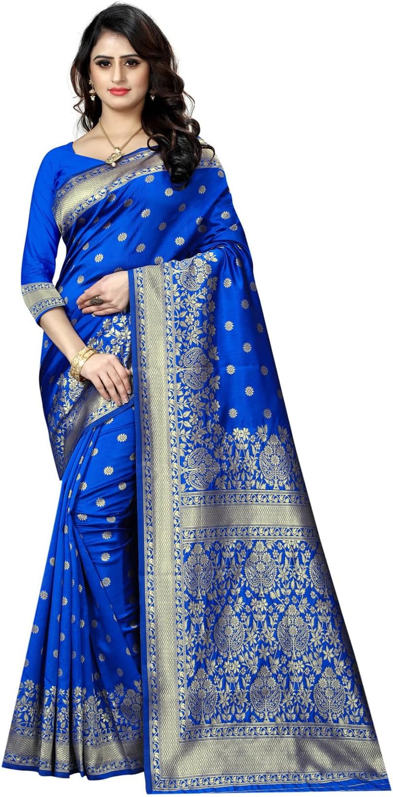 Banarasi Saree Pure Kanjivaram Silk Saree Soft New Ladies 2023 Design Wear Pattu Sarees Latest Saree Collections Cotton Saree with Blouse Piece for Wedding Sadi (SAM PARI-100)
