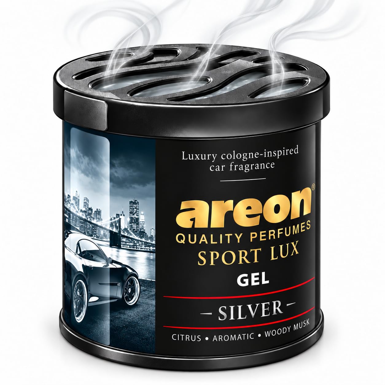 AREON GSLB01 Car Perfume GEL Can LUX Air Freshener Long Lasting Scent for Car or Home Odor Eliminator - GOLD