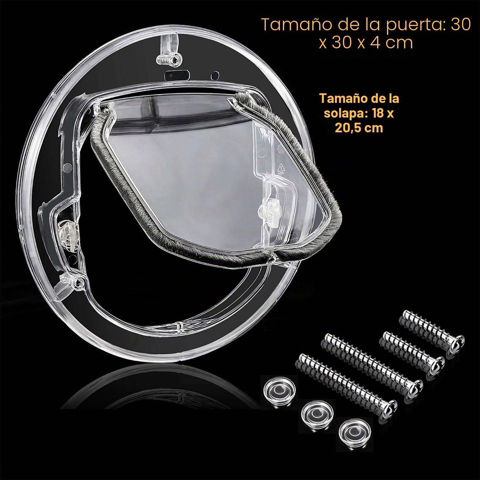 Gatera para gatos de cristal, puerta, cierre de 4 vías, puerta para gatos, transparente, reducción del ruido para gatos y 6 kg para perros de talla pequeña