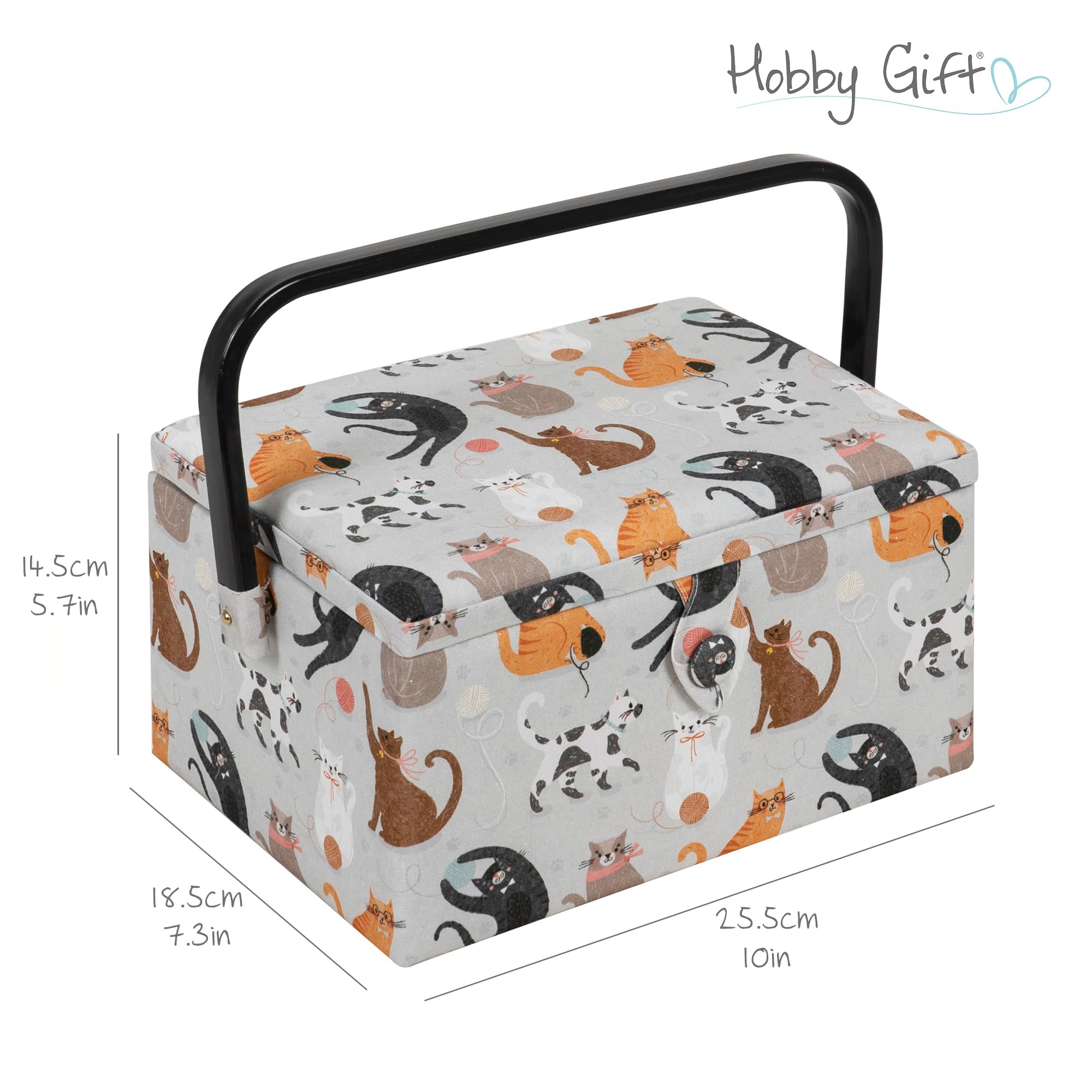 Hobby Gift Caja de almacenamiento mediana para costura, 18,5 x 25,5 x 14,5 cm, gatos