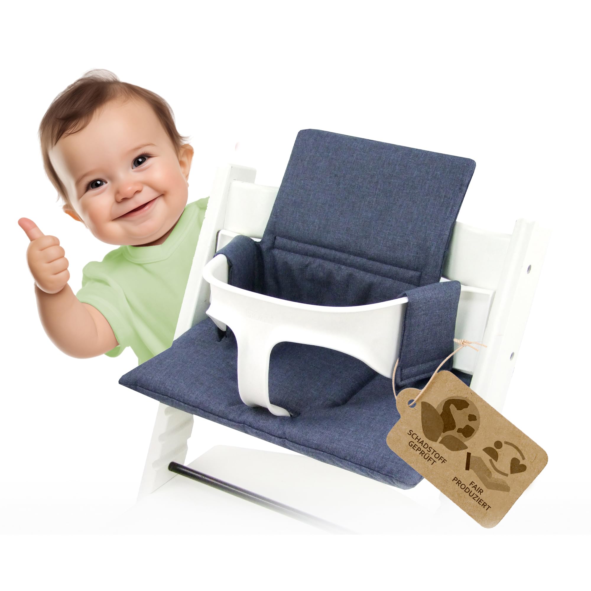 Bambiniwelt Housse de rechange pour chaise haute Org Meliert (bleu marine moucheté)