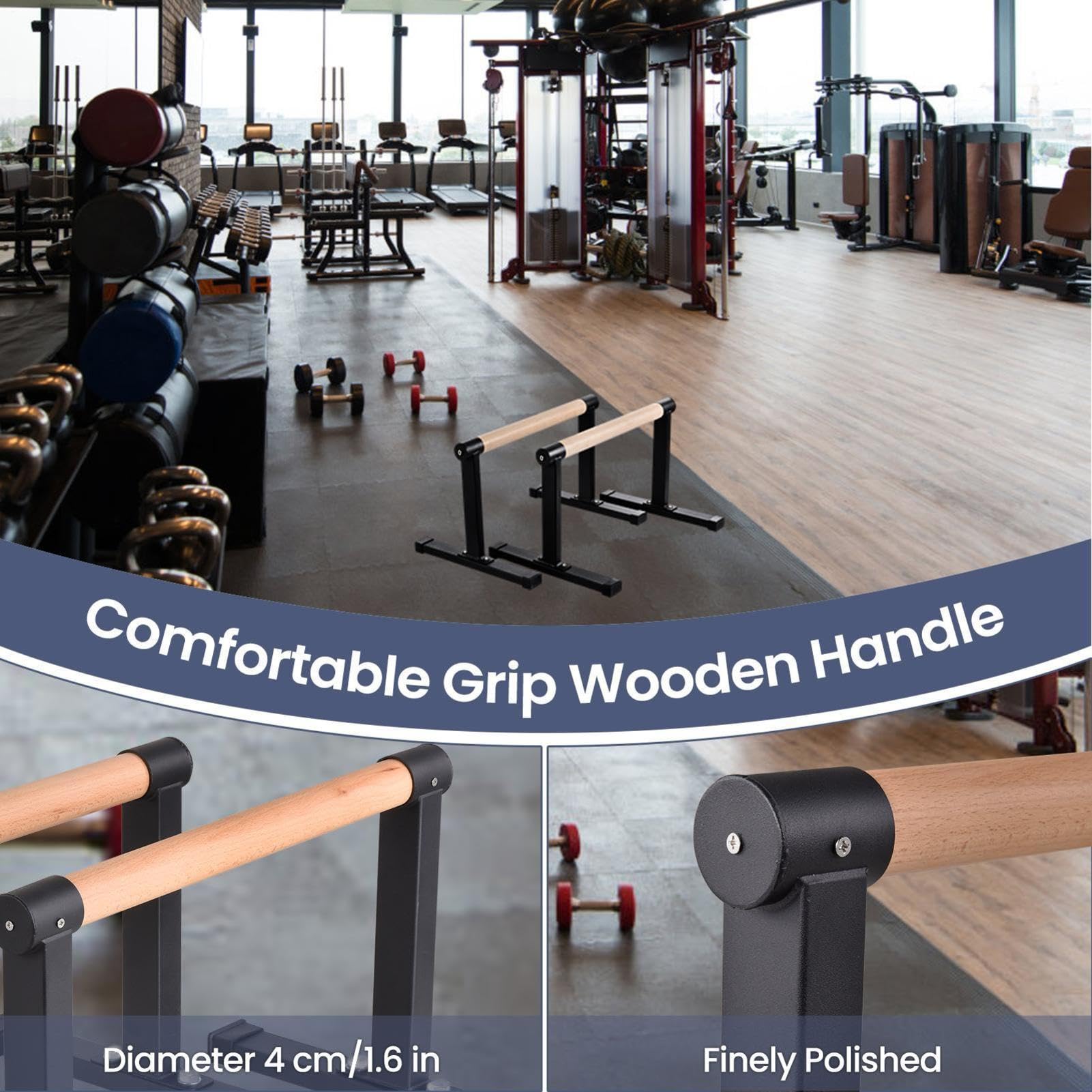 Parallettes Calisthenics Holz Rutschfeste Liegestützgriff bis 200kg Dip Bar