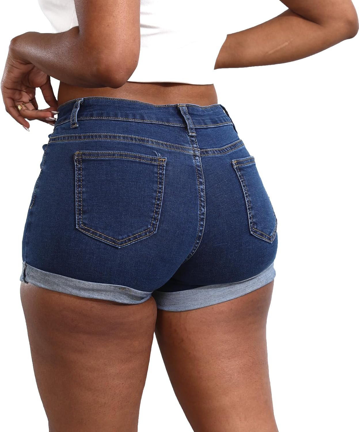 Weigou Women Jean Short Ripped Hot Shorts Comfy Stretchy Women Fringed Denim Shorts