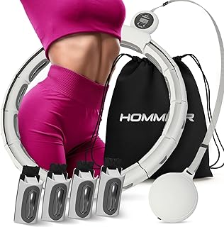 Hommler Smart Hula Hoop Adults, Smart Hula Hoop Quiet with Counter, Fitness Hula Hoop with Weight Ball, Hula Hoop for Weight Loss