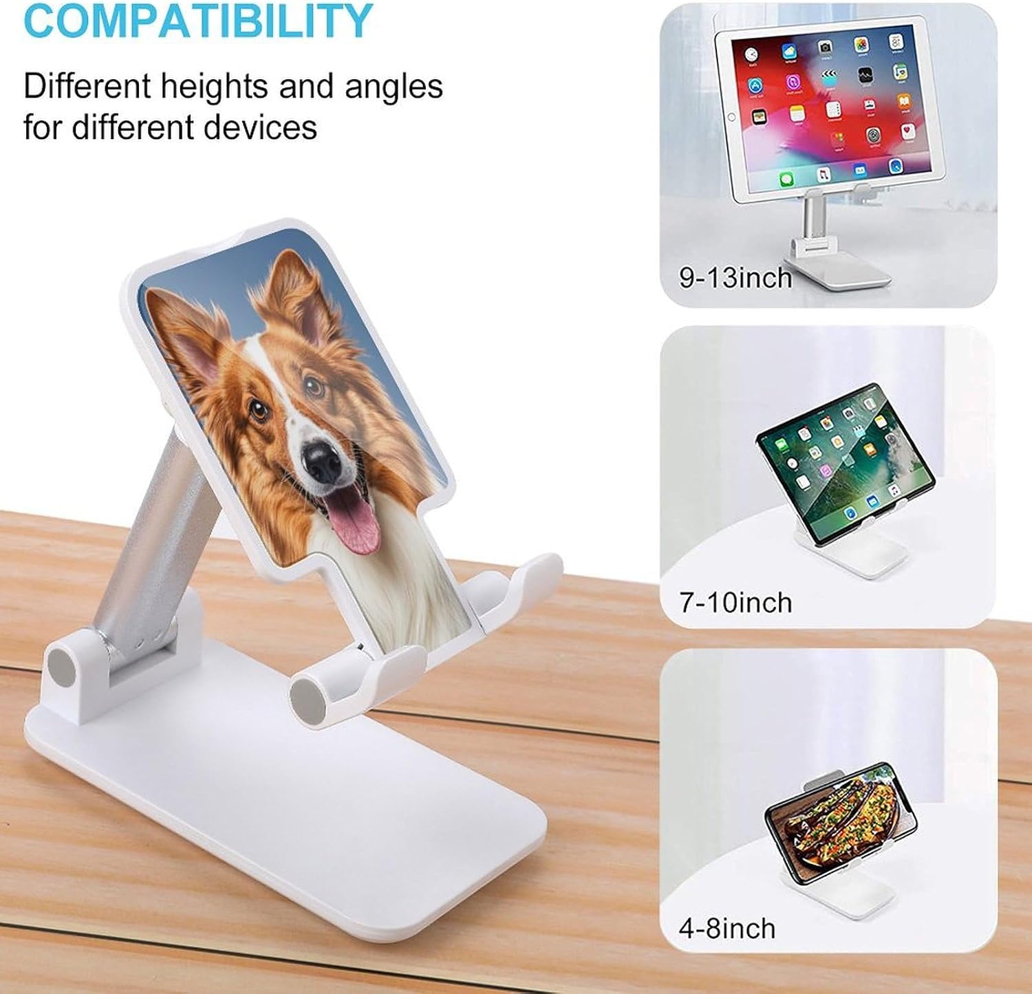 Cute Collie Dog Folding Cell Phone Stand, Portable Phone Holder image 3