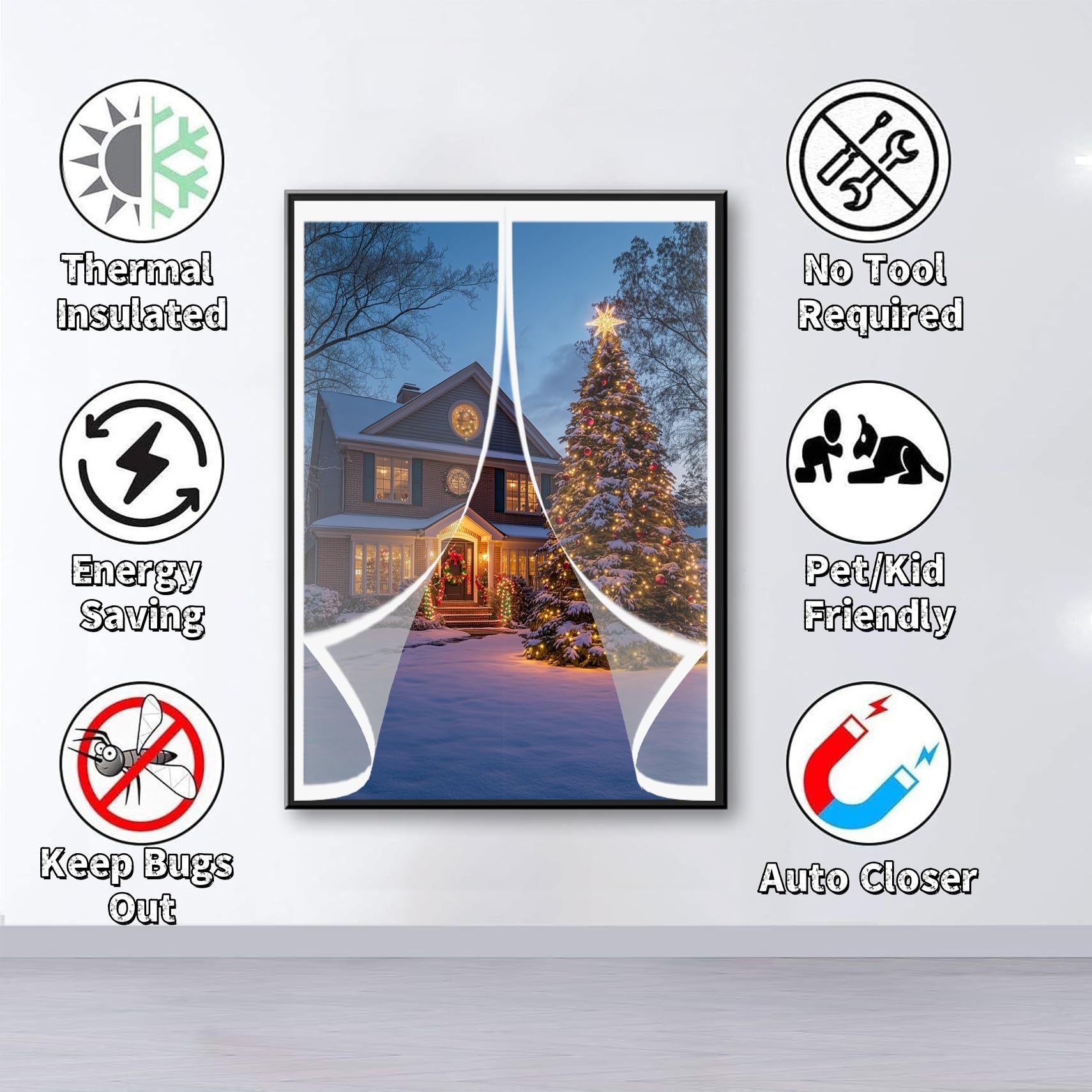 Tenda Termica Isolante Freddo 132 x 162 cm Protezione Dal Freddo, Trasparente, Impermeabile, Insonorizzazione Tende Termiche Magnetica per Tenda, per Balcone, Soggiorno, A