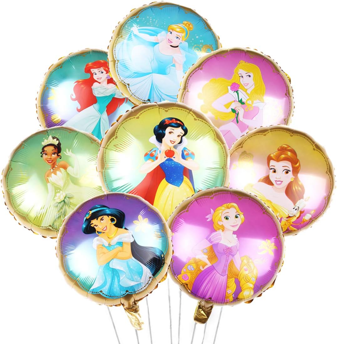 WENTS Balloon Set Princess Balloons Princess Foil Balloons Birthday Party Balloon for Birthday Party Decor Supplies 8Pcs