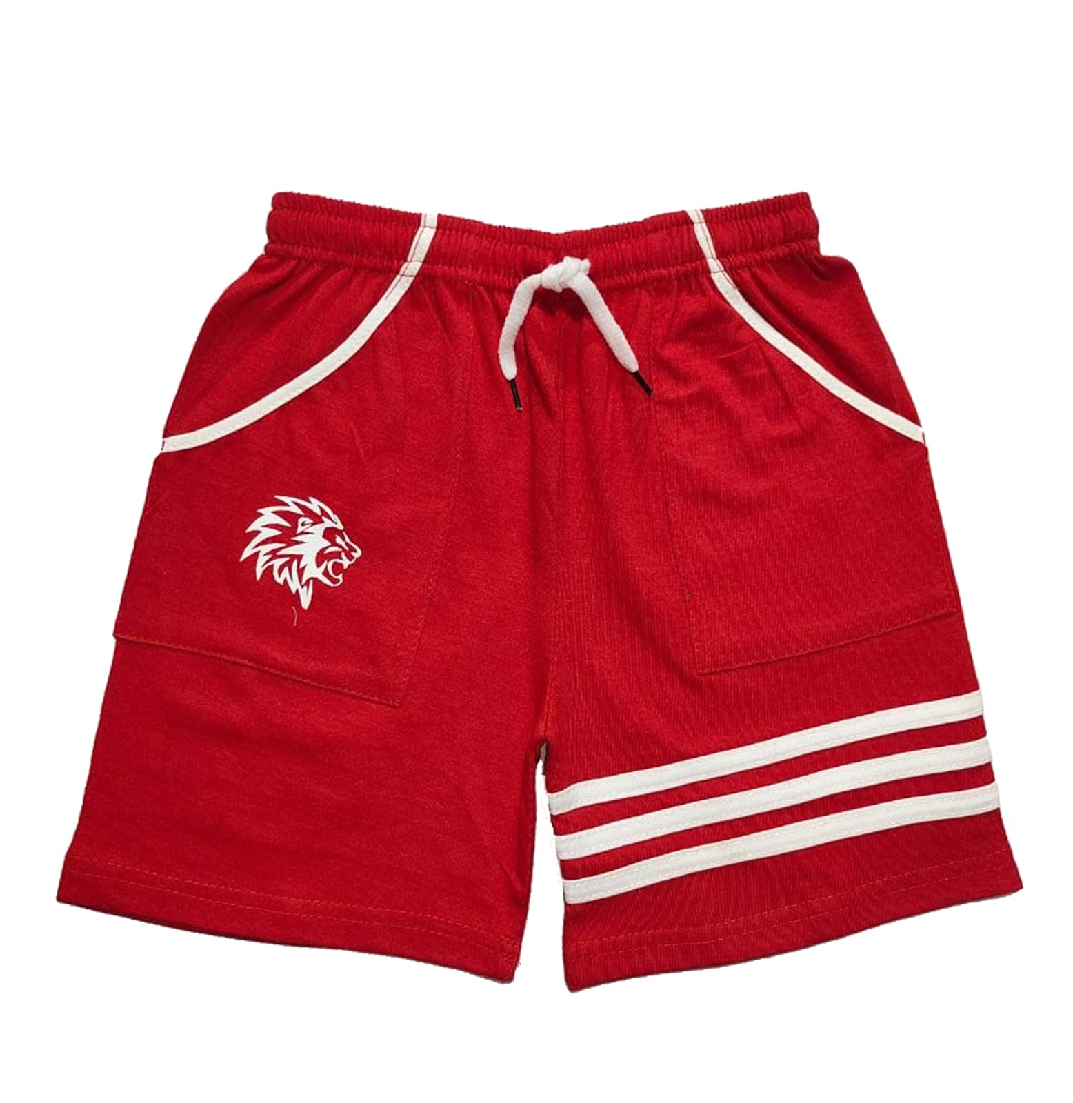ATLANS Boys Cotton Solid Self Design Shorts/Bermuda (Pocket-3-Patti-Nikker-NAVY/Red-C2-11-12Yr, Multicolor6) Pack of 2 1