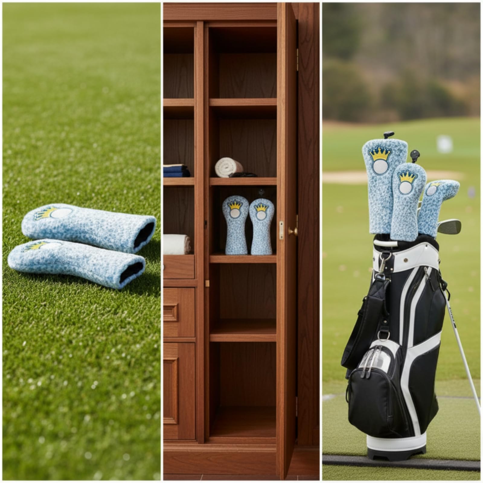 3 Stück Bestickt Schlägerschutz | Plüsch, Golfschlägerkopfhaube, plüschig, Golfschlägerhaube, für Golfplatz