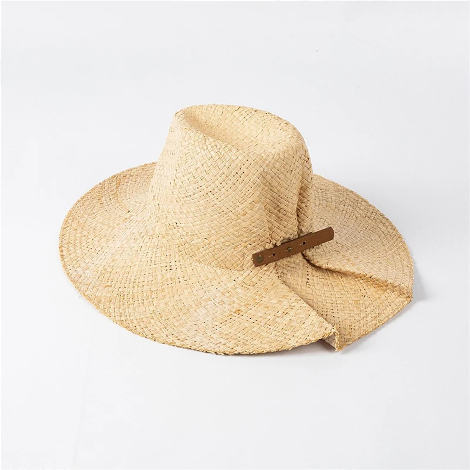 Generico Cappelli di Paglia di Rafia per Donna e Uomo Fatti a Mano, Ampia Spiaggia di Panama, Vintage, firmati per Il Sole Estivo