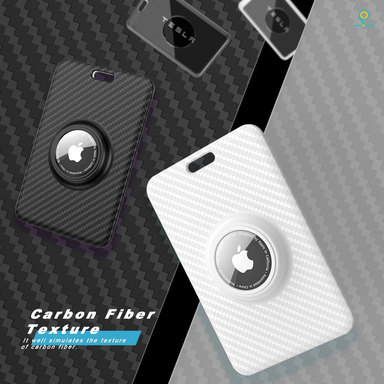 Tesla Key Card Holder with Apple airtag1/2Titanium Keychain Clip3 y s x car Key case Anti-Scratch Lost Finders GPS ID Bank Card Quick Release EDC Transit Membership Insurance