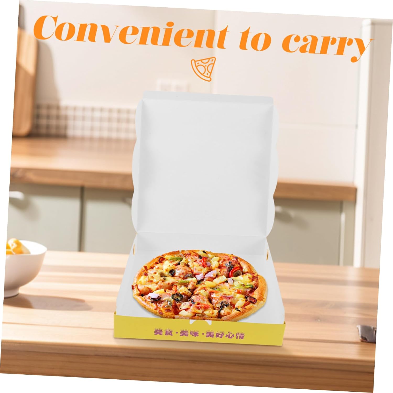 LALAFINA 40pcs 9-inch Pizza Boxes Thickened Yellow Cardboard Takeout Containers for Pizza Storage and Bakery Food Packaging