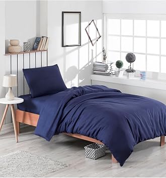 Mer-Tim Cotton Ranforce Single Intermediate Size Rubber Sheet Set 120x200 - Navy Blue