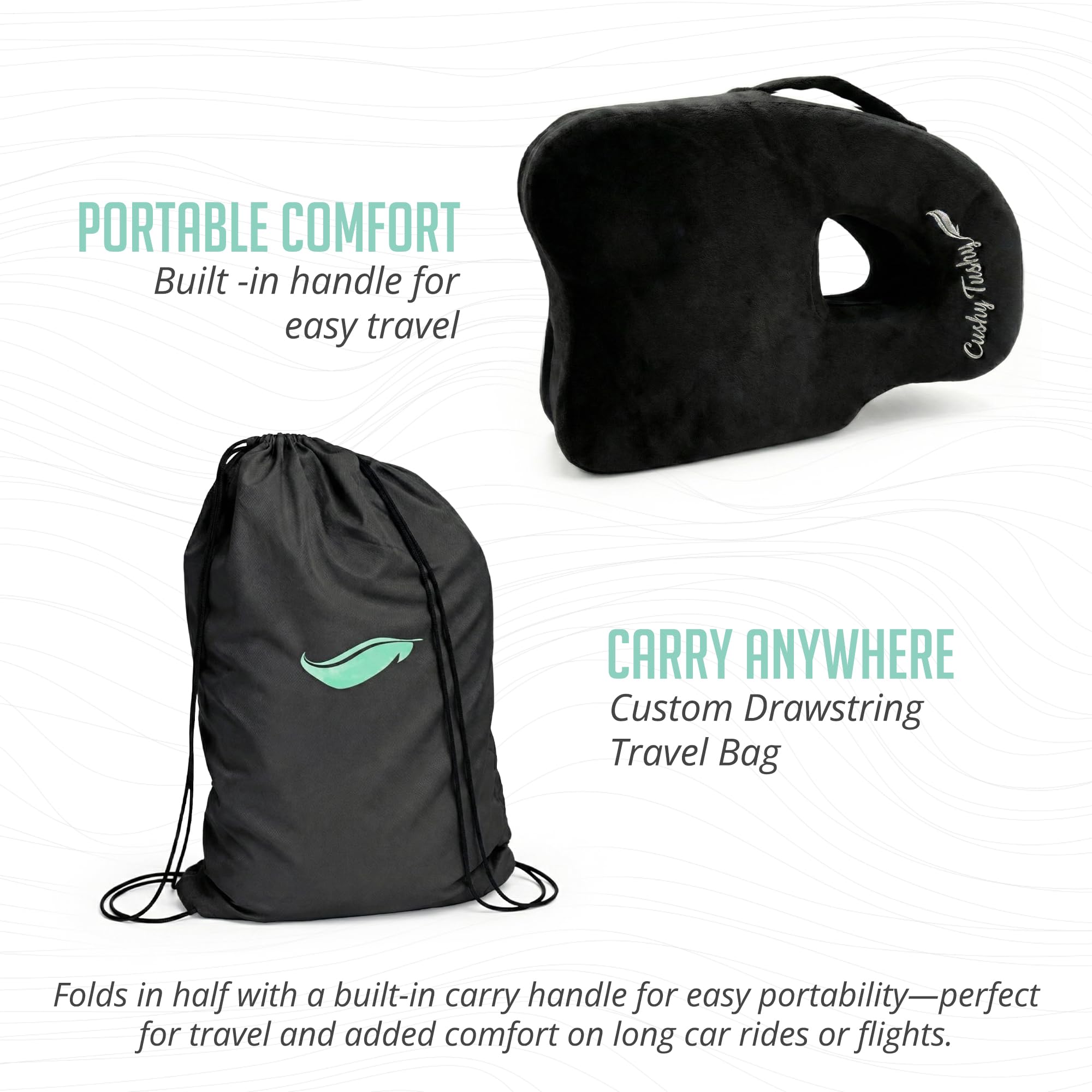 Cushy Tushy Cuscino pieghevole di alta qualità Piriformis – Cuscino per sollievo dal dolore piriforme e dal dolore sciatico – per uso domestico e ufficio, perfetto per viaggi o guida