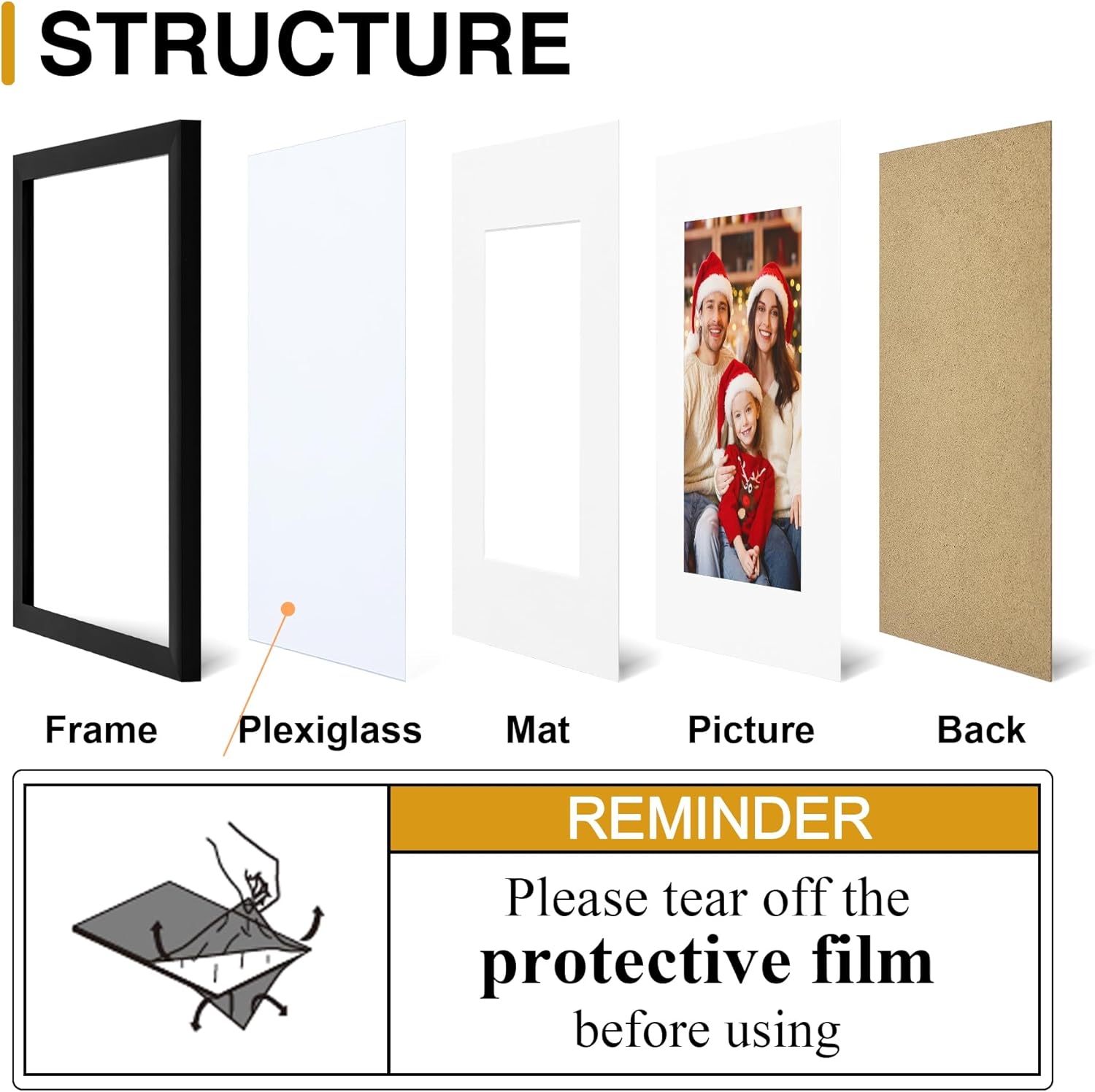 decorUhome 12x16 Picture Frame Set of 10, Display Photos 8.5x11 with Mat or 12x16 Unmatted for Picture Frames Collage Wall Decor, Black