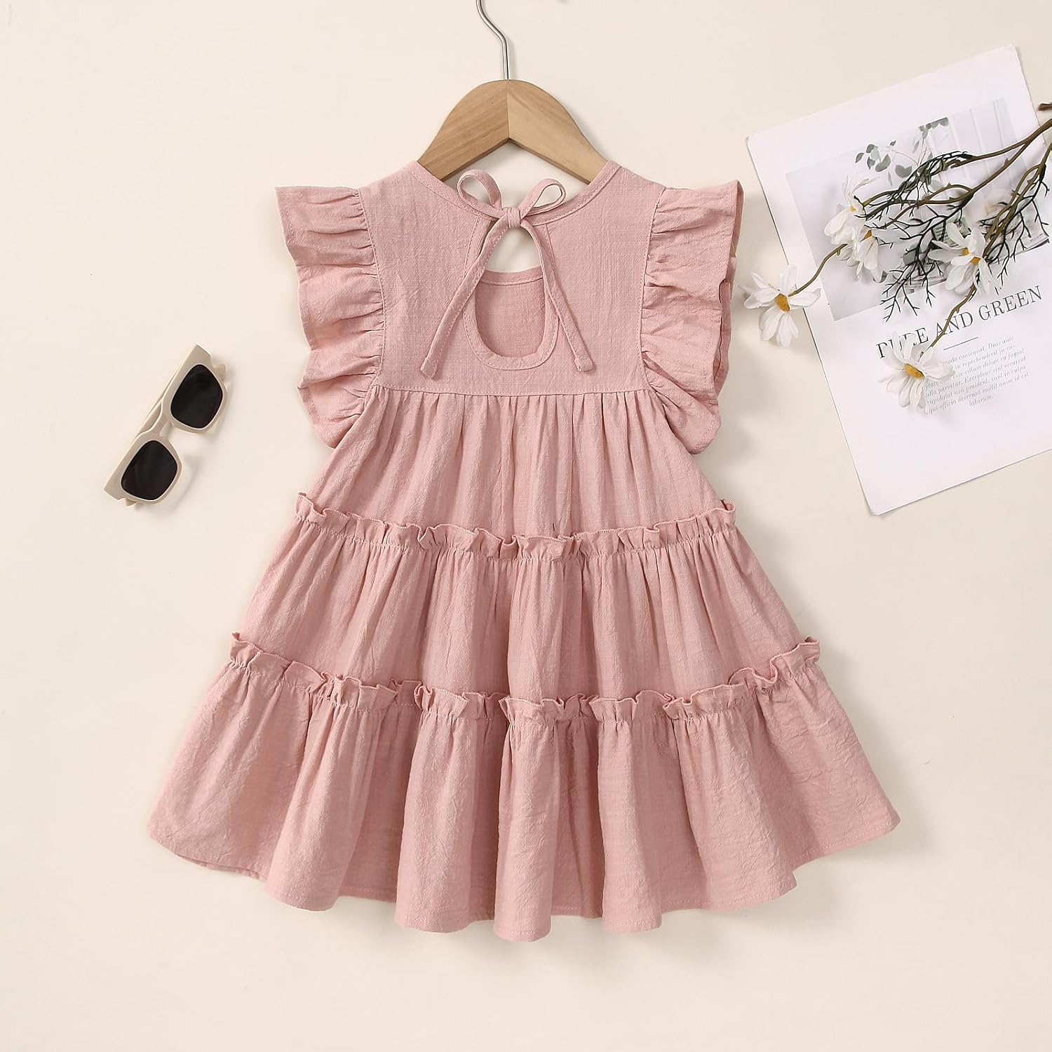 Little Girls Dresses Linen Ruffle Sleeveless Casual Dress Kids Summer Beach Clothes Sundress - Image 7