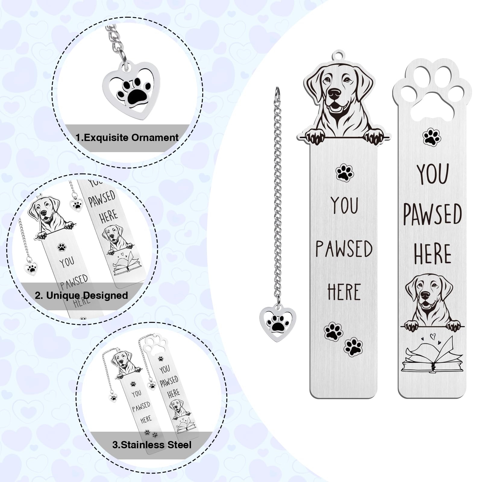 Labrador Funny Dog Bookmark Gift - Shejdgart 2PCS Funny Bookmark for Labrador Retriever Lovers Unique Dog Mom Book Mark Birthday Gifts for Puppy Lovers Bookworm Nerd Women Friends Pet Owners Coworker