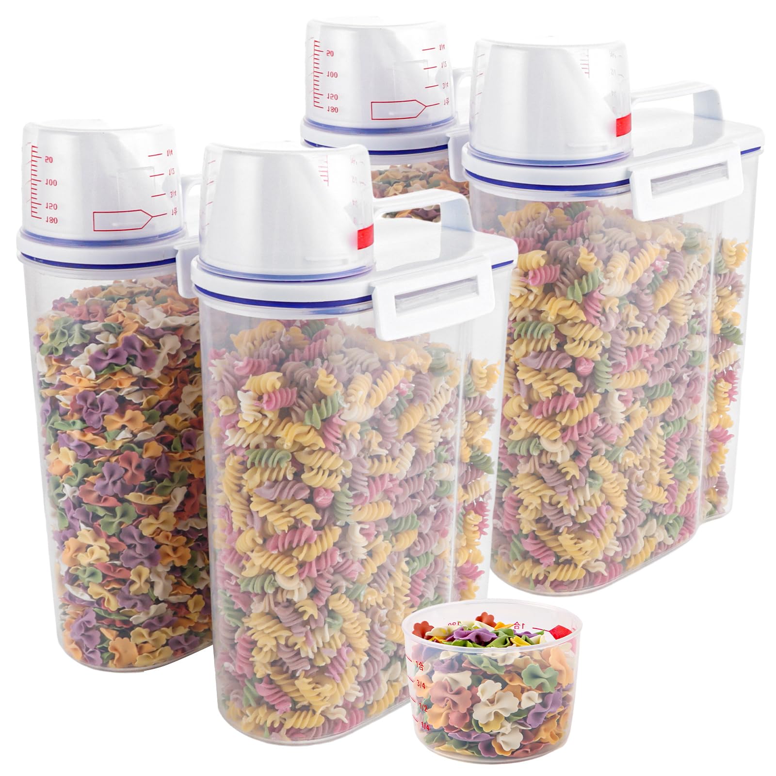 DAJAVE 4 Stück Vorratsdosen 2,5L,Müsli Aufbewahrung Behälter Küche,Waschmittel Aufbewahrung,Luftdichte Vorratsbehälter Kunststoff Aufbewahrungsbox mit