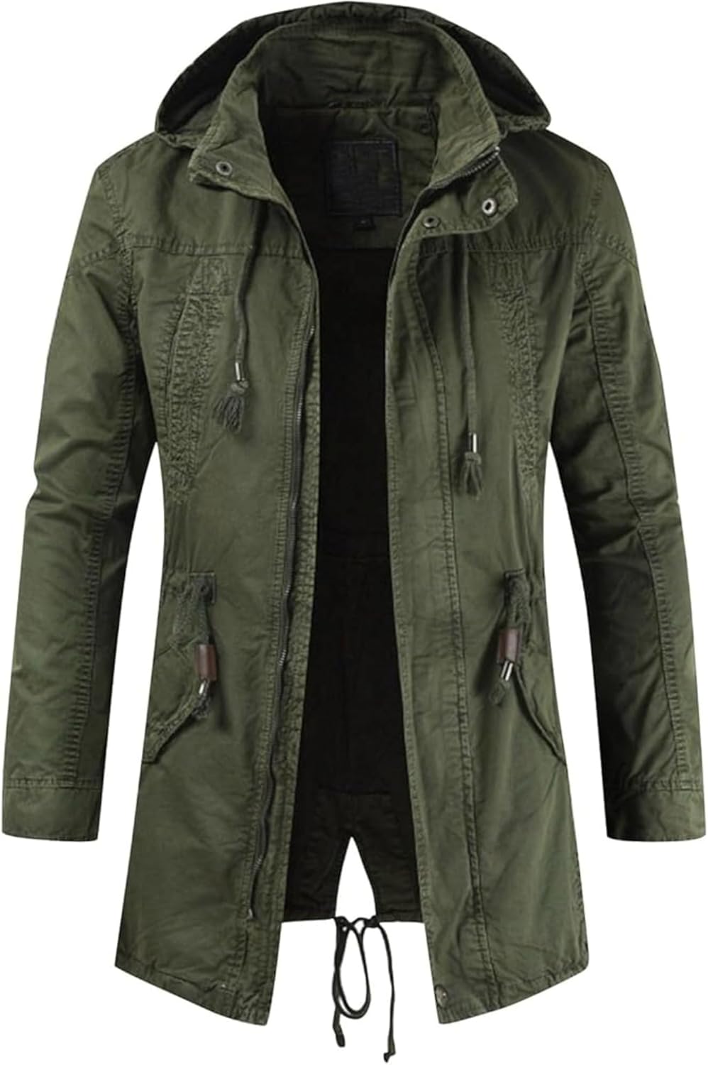 Men's Winter Military Thicken Parka Jacket Military Full Zip Removable Hooded Coat Cotton Warm Mid Long Outerwear
