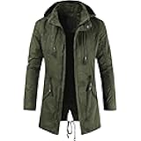 Men's Winter Military Thicken Parka Jacket Military Full Zip Removable Hooded Coat Cotton Warm Mid Long Outerwear