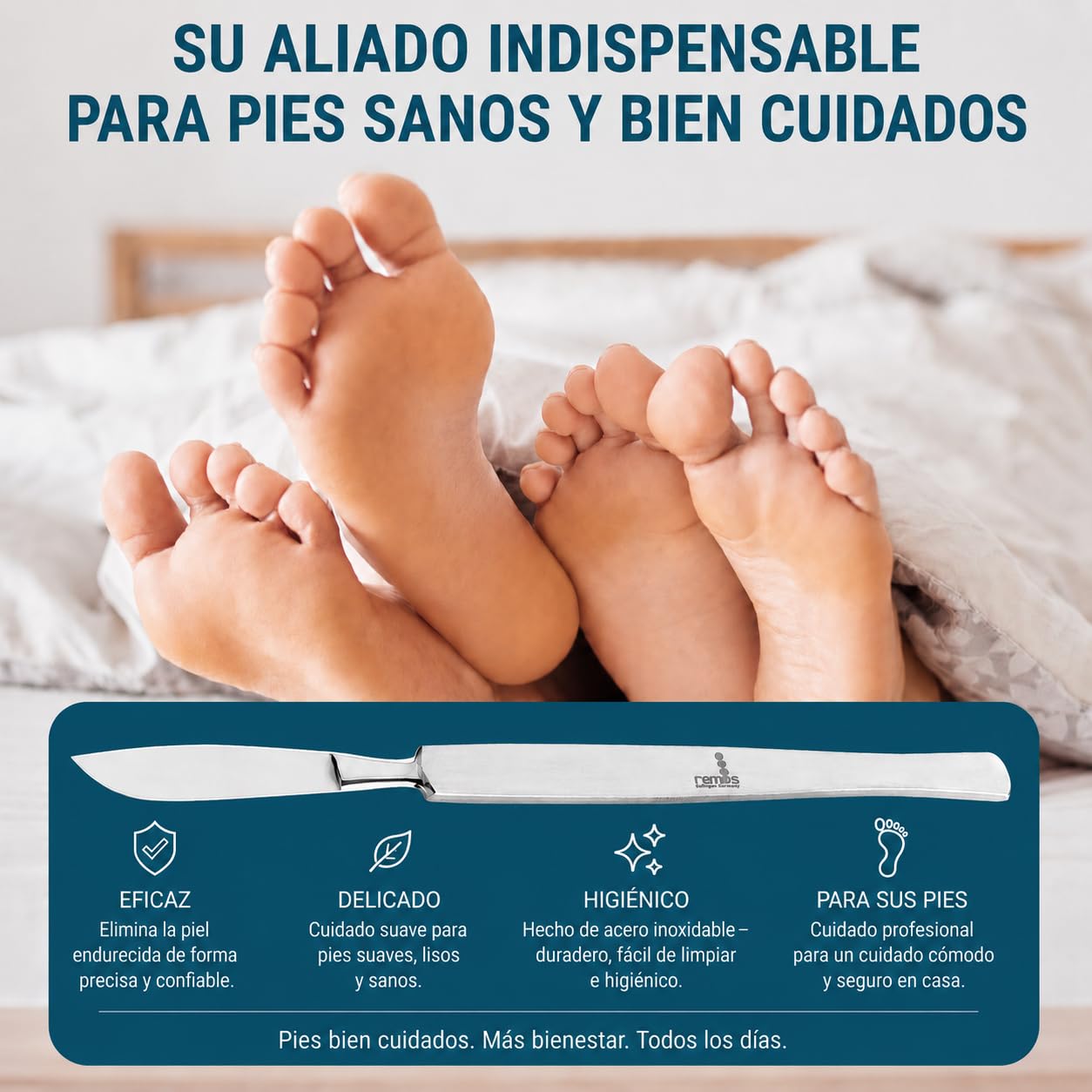REMOS bisturí romo [16cm] inoxidable - para raspar los callos después de un baño de pies