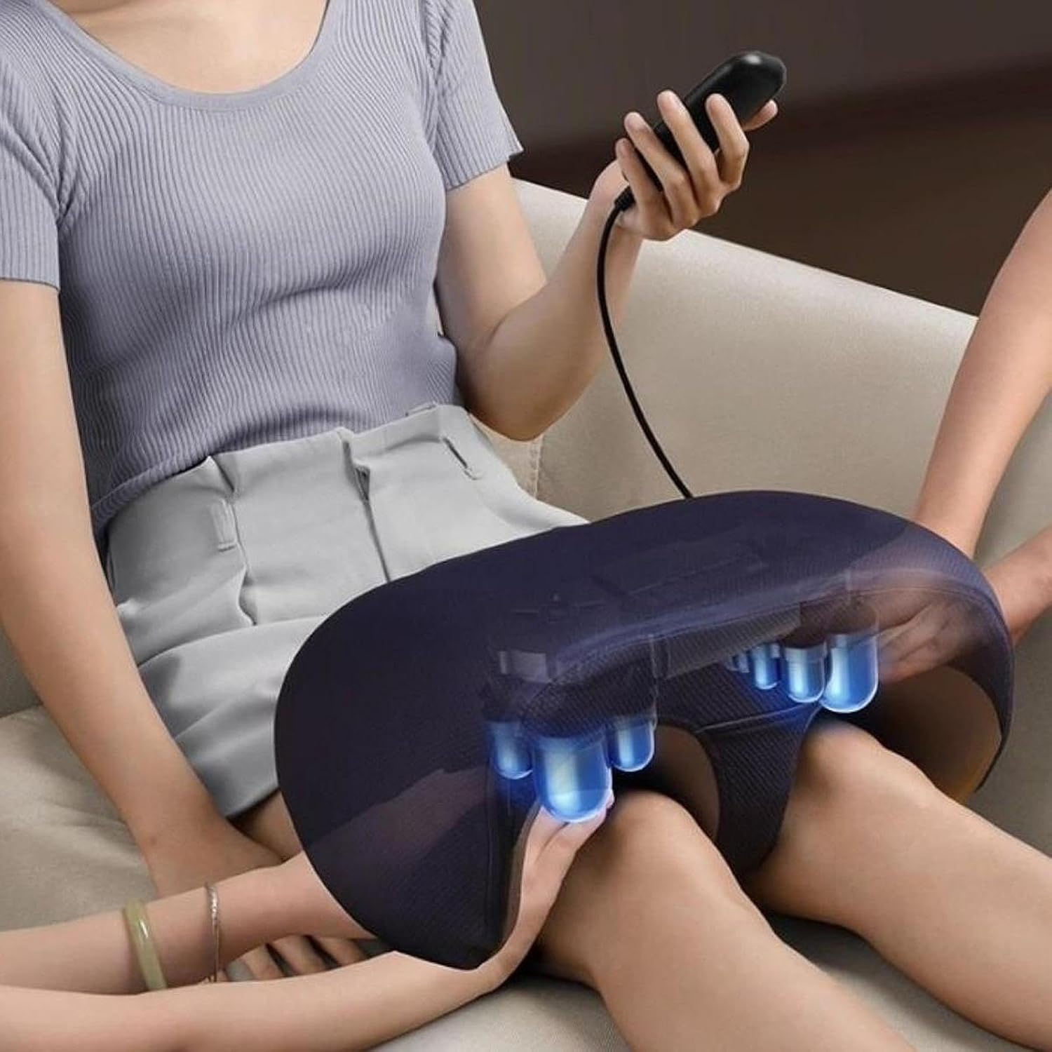 SAZ dekor with massage roller blue for the legs of the massage leg calf. Massage machine for pain relief SAZ dekor with massage roller blue for the legs of the massage leg calf. Massage machine for pain relief