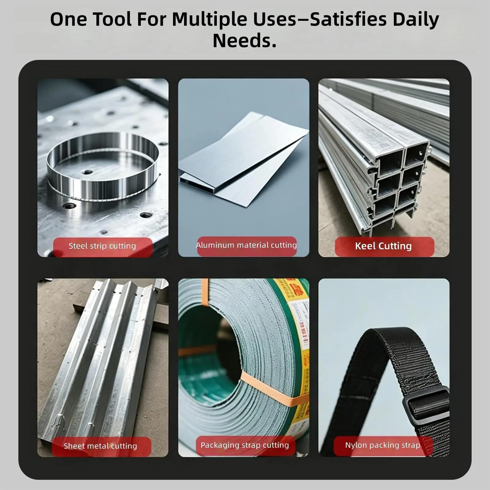 Taglierina per metallo portatile resistenza industriale con lama perforante ispessita e comoda impugnatura antiscivolo per cesoie professionali per nastri in acciaio resistenti