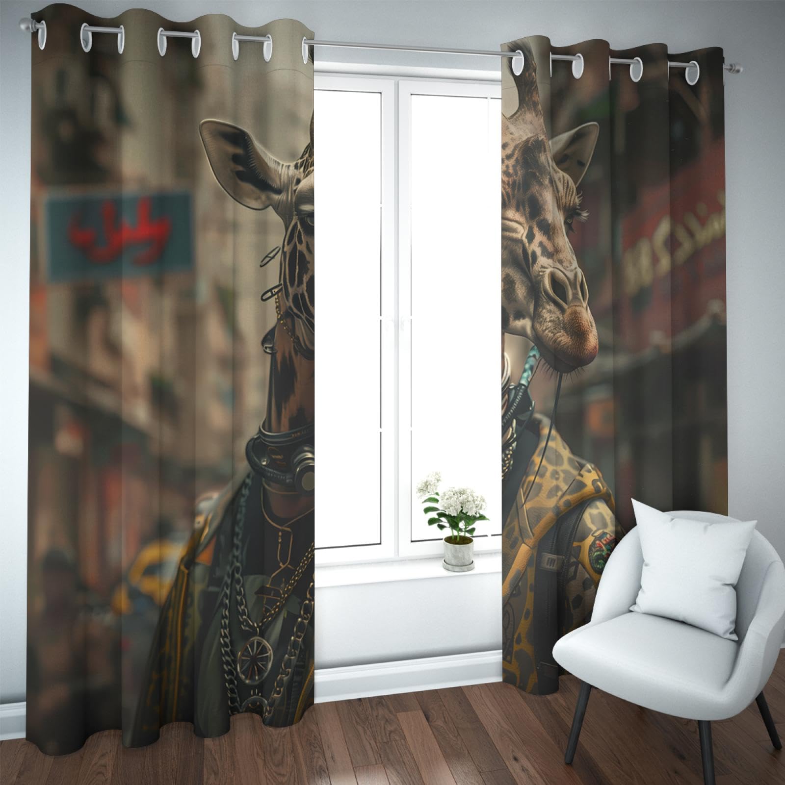 Neuheit Wildlife Stil Fenster Drapes Lustige Giraffe Print Verdunkelungsvorhänge für Wohnzimmer Schlafzimmer Verdunkelung Sichtschutz Vorhänge 2 Paneele H210xB140