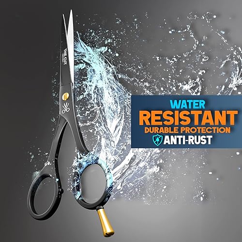 Miniatura 5 de The Cut Factory - Tijeras de peluquería de lujo de color negro mate de 6.5 pulgadas, tijeras de peluquería de acero de alto carbono ultra afiladas