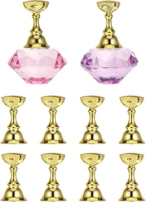 Lurrose Magnetic Mount Magnetic Nail Tips Holder, Nail Practice Stand Magnetic Nail Tip Art Display Stand Crystal DIY Nail Art Kit, 2set (Random Color) Pedicure Stand