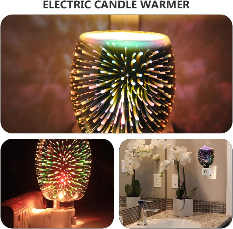 Uonlytech 3D Glass Candle Warmer Fragrance Warmer Colorful Wall Night Light for Home Office Christmas Decoration (US Plug)