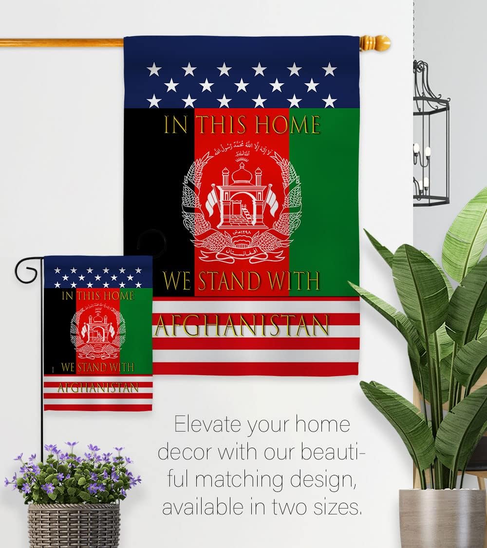 This Home Afghanistan Garden Flag Set Wall Hanger Support Stop War Kabul Taliban NATO United States Biden Stand Soldiers House Banner Small Yard Gift Double-Sided, Made in USA